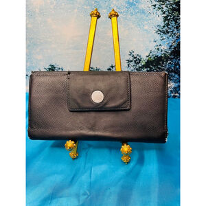 Bvlgari Wallet Black Leather Long with edge wear GUC